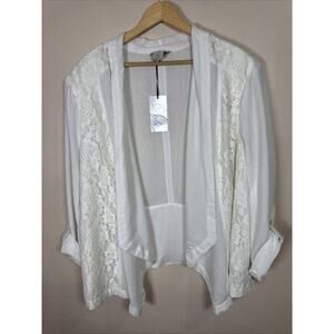VTG Womens Blazer Plus Size 3X Lace 80s 90s Funky Artsy Open Front Boho Bride